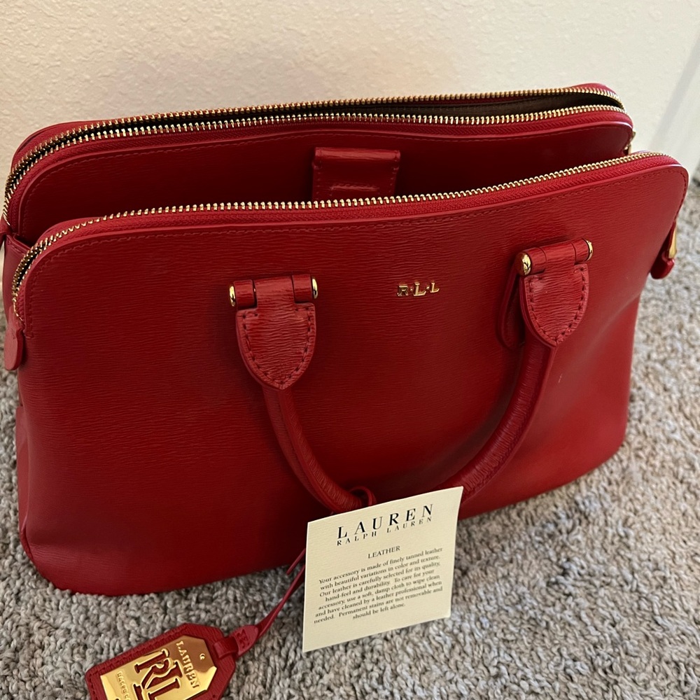 Ralph Lauren Red Satchel Bag Newbury DBLDOME-ST RED-Strap is brokenHandle only